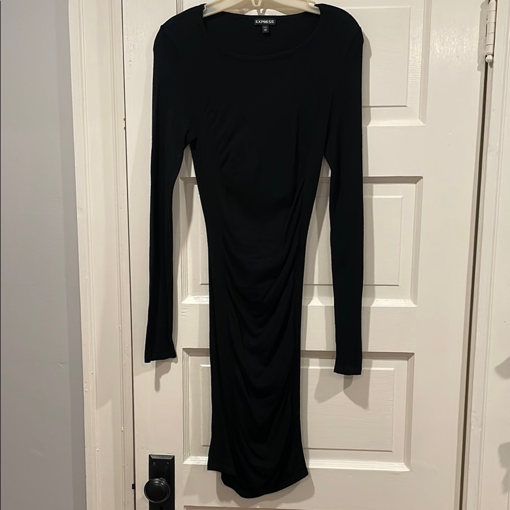 Express Black Long Sleeve Knit Bodycon Dress